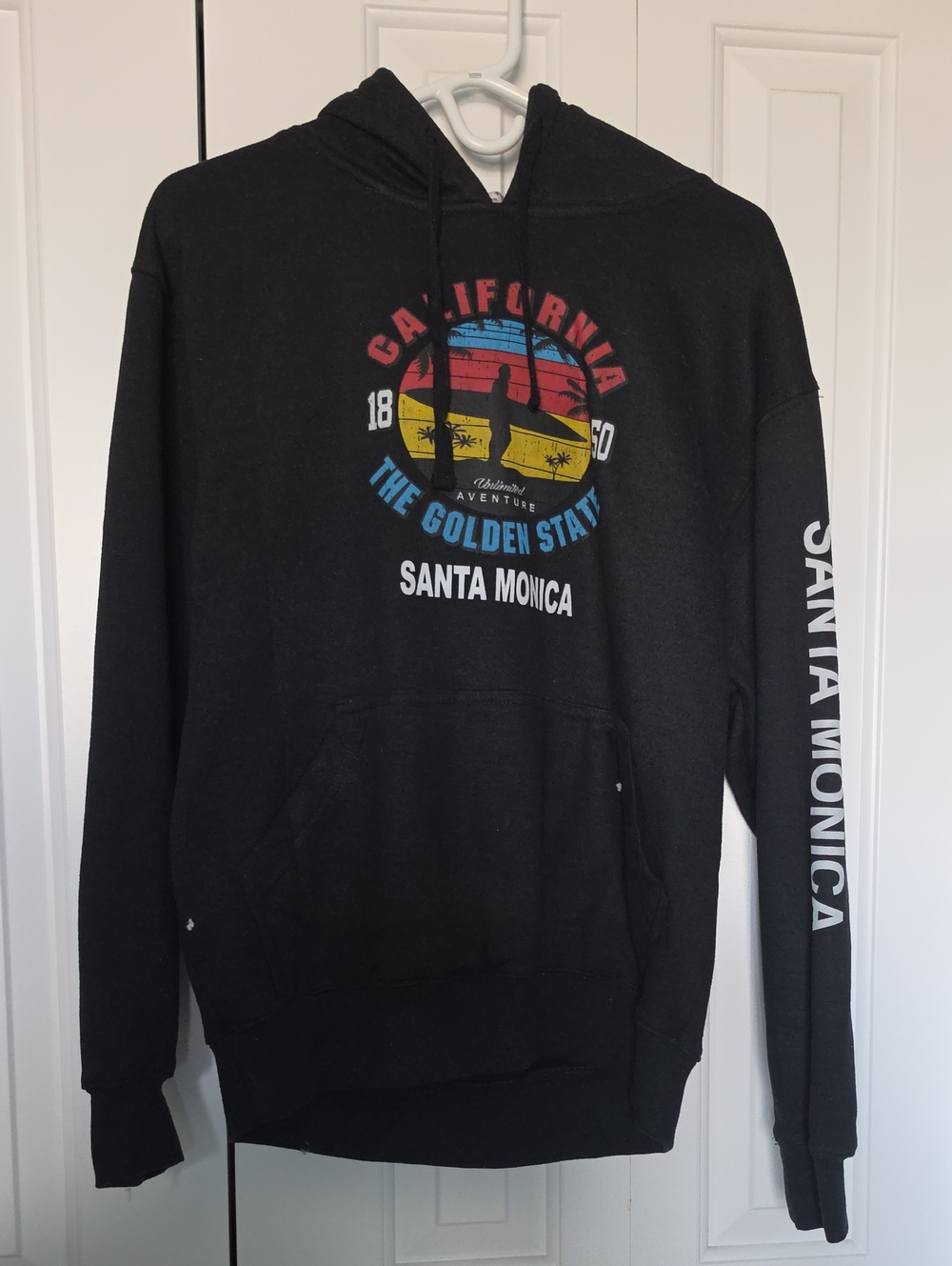 Santa Monica Black Graphic Hoodie - California The Golden State